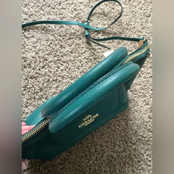 Coach Mini Emma Satchel Purse Handbag / Slim Wallet Set In Rare Jade Green Color - Picture 11 of 16